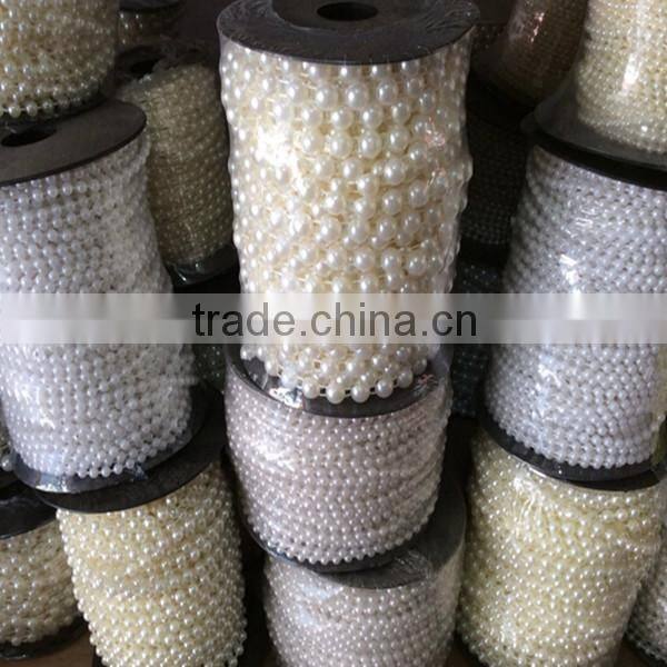 Hot selling 5mm colorful immitation pearl ABS round plastic beads chain for Jewelry christmas