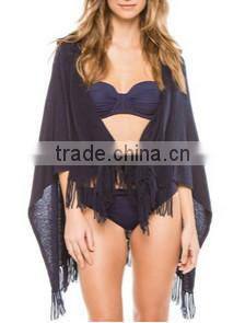 16HLC1013 Hooded Cashmere shaw with fringes
