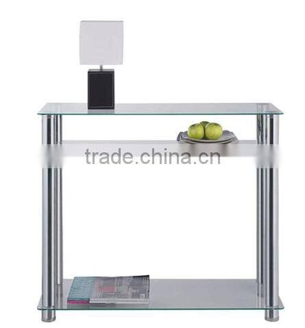 Modern glass top mirrored console table