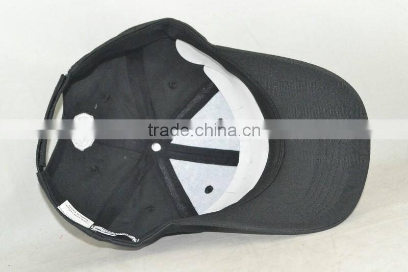 Professional custom 6 panel / 100% cotton/black/white embroidery trademark/baseball cap
