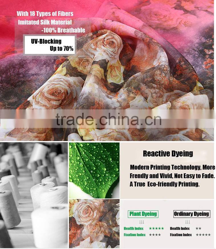 Pink Rose Silk Twill Scarves Print Women Scarf Handmade Wrap Shawl Chiffon Large Cheap Price