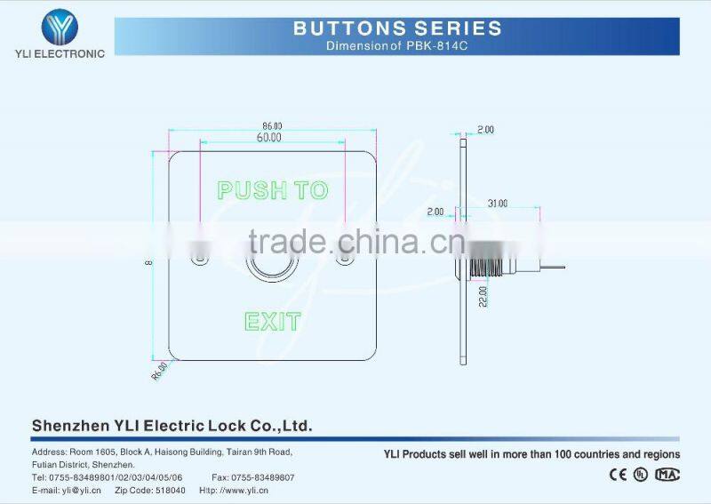 stainless steel Door Release Button with Night Luminous