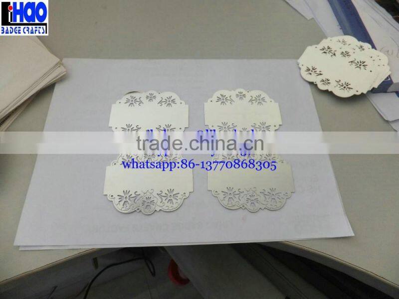 High quanlity hollow out metal badge,silver metal bookmark,stainless steel etched tag