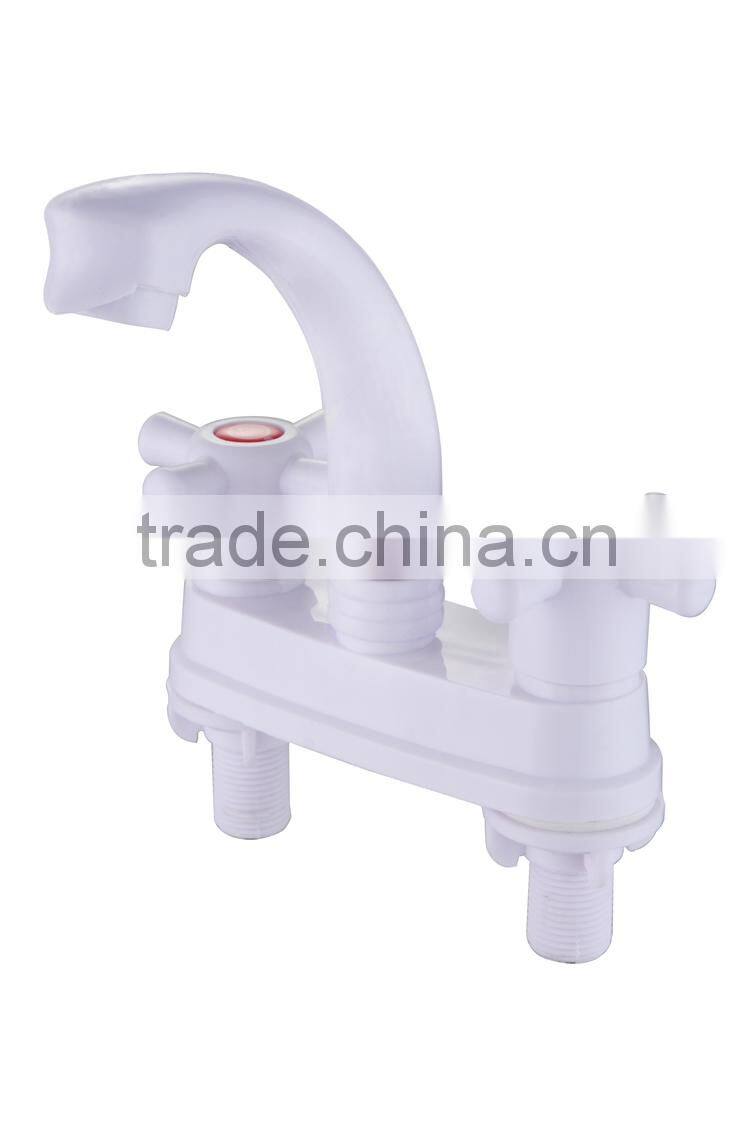 Inexpensive White Hot cold Double plastic Basin faucet