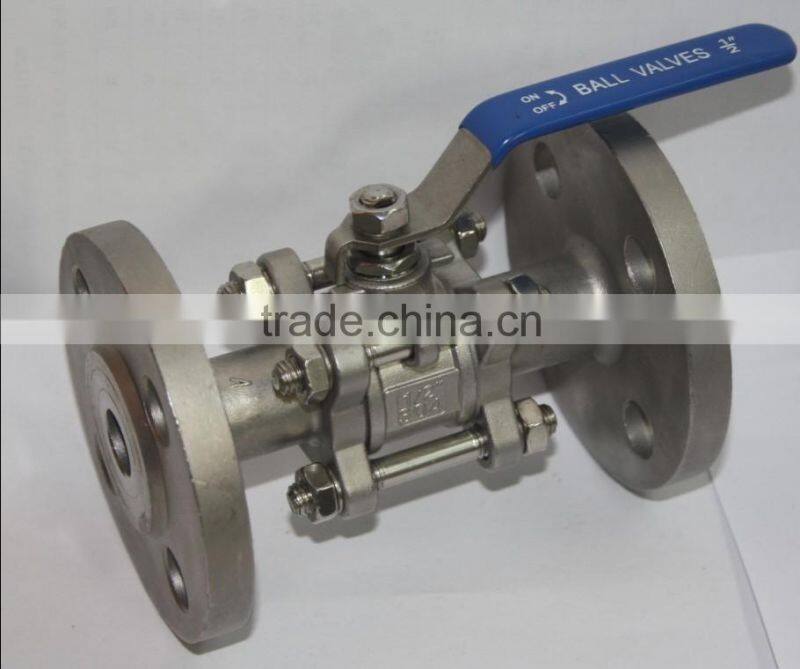 cf8m stainless steel 3pc flange type ball valve