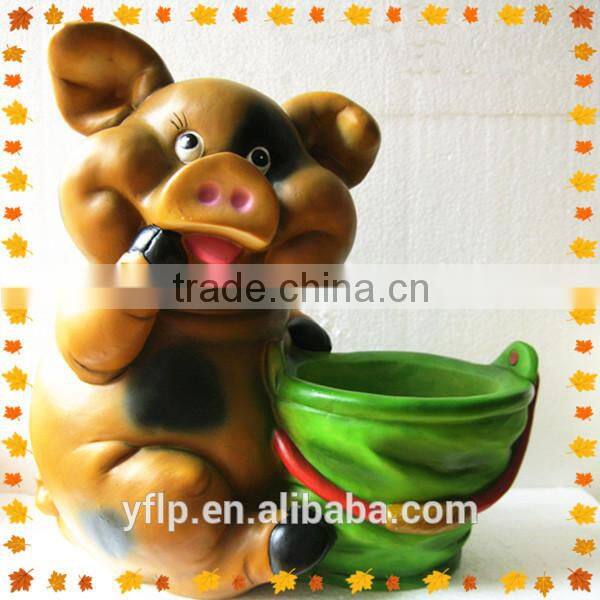 Resin Dog Figurine Flower Pot Craft for Garden Decoration