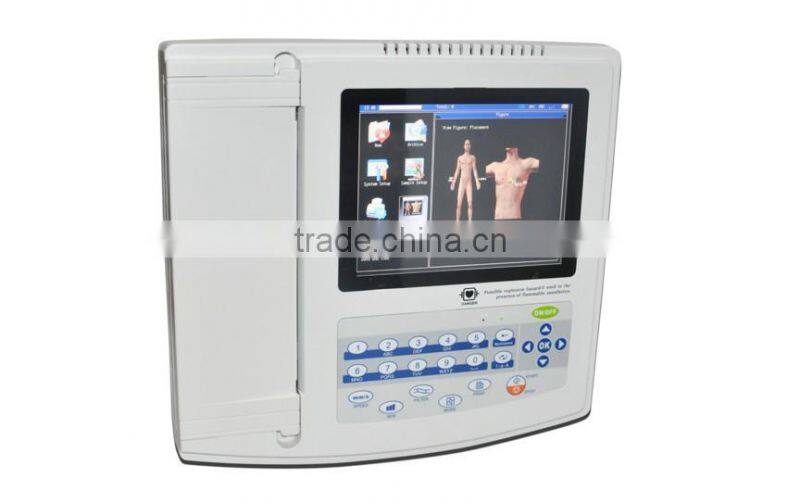 12 lead 12 Channel 8 inch Digital Electrocardiograph ECG Machine EKG 1200G 300 Cases with ECG Software