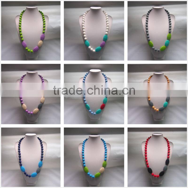 Baby&Mom Bead Silicone Necklace Teething/Nursing/Sensory Free Ship