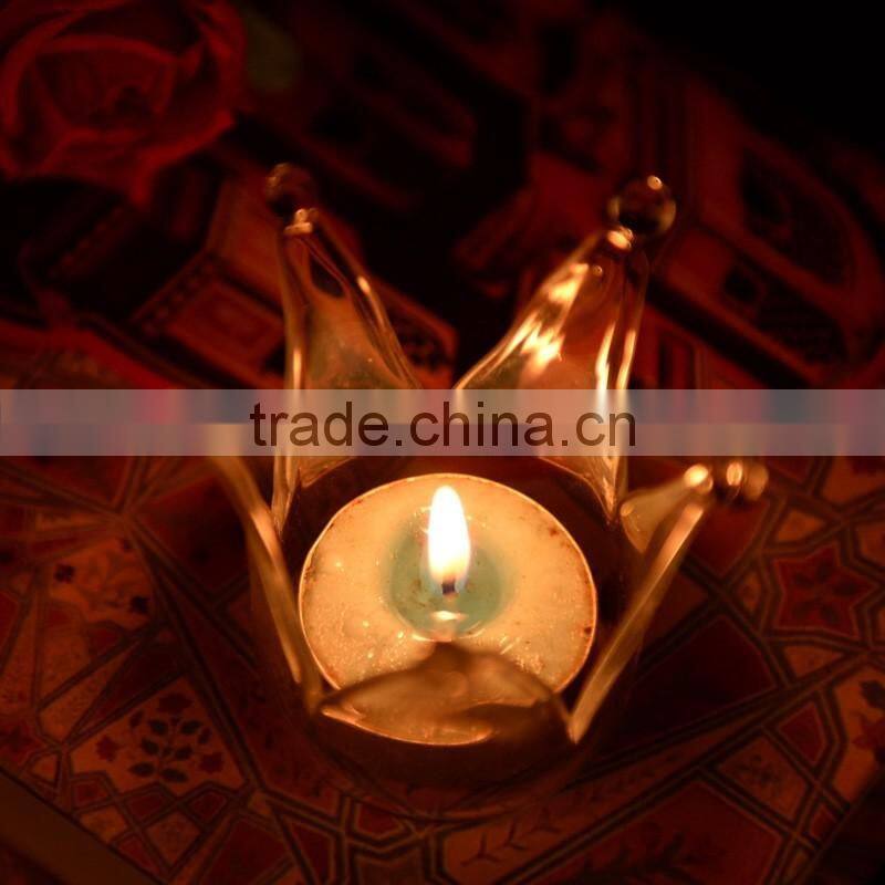 Wholesale New Design and High Quality for Home and Wedding Decorative Crown Glass Candle Holder