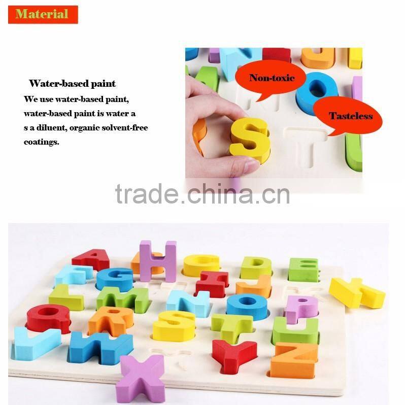 Hot sales kids learnign toy wooden alphabet and digital puzzle for preschool