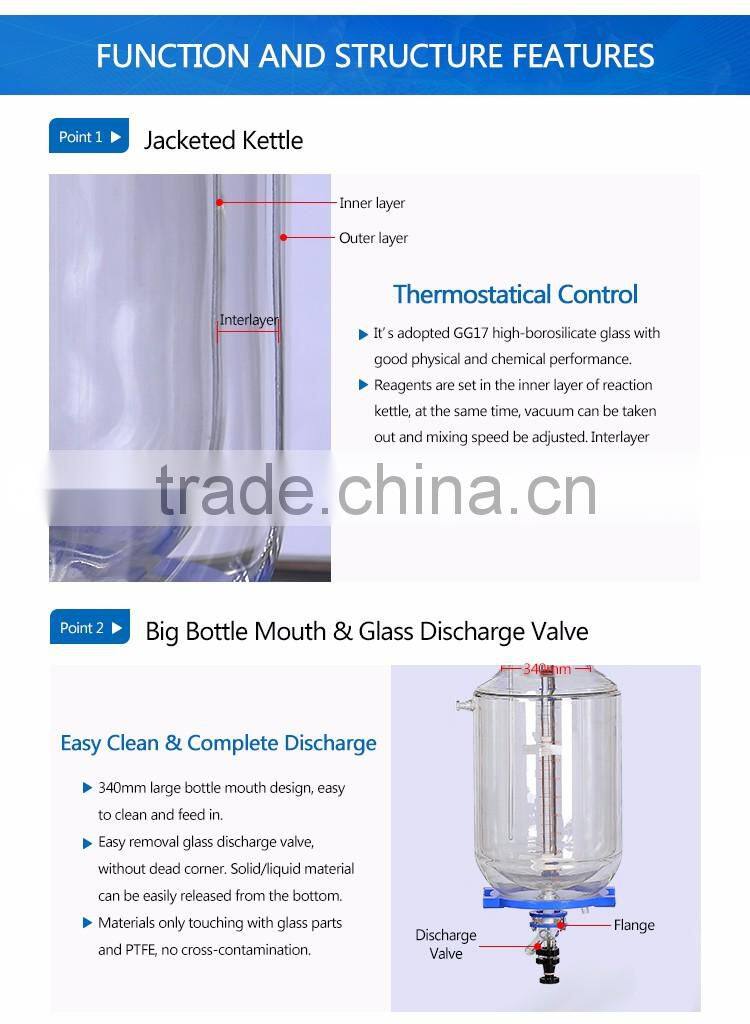 Laboratory Bio Glass Reactor 10L 20L