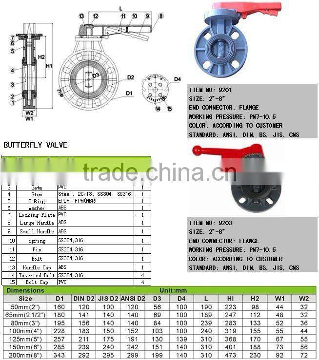 9202 popular pneumatic flange water control butterfly valve