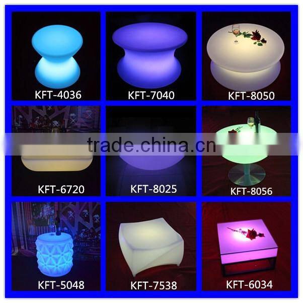 Factory price led coffee table led light luminous furniture plastic bar tables