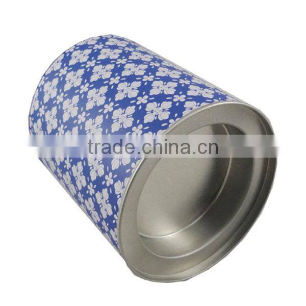 round biscuite cookie tin with shrink in neck
