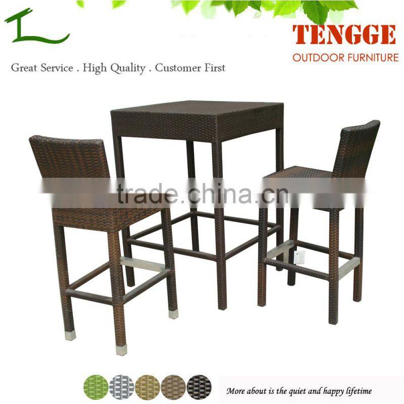 TG15-0025 Hot sale simple outdoor wicker high dining bar set