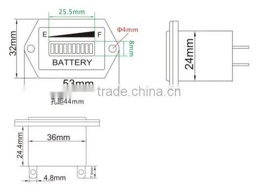 12v /24v universal volt rectangular battery discharge indicator