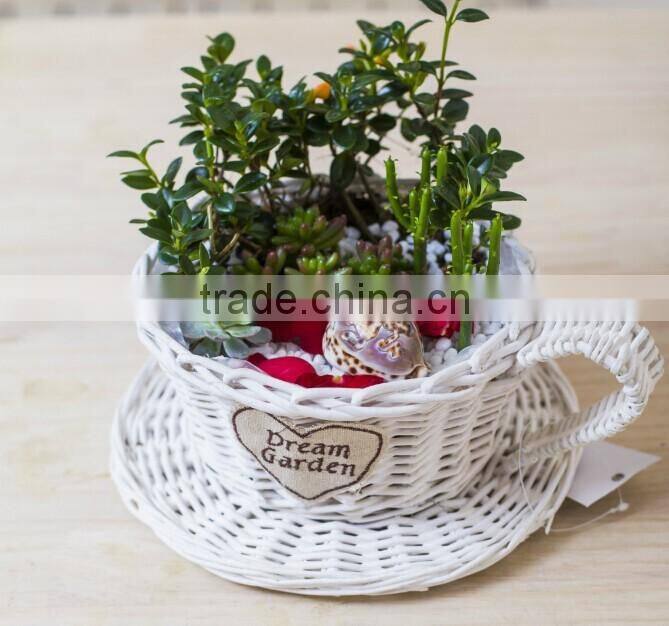 100%Handmade plastic lined plant basket baskets for potted plants