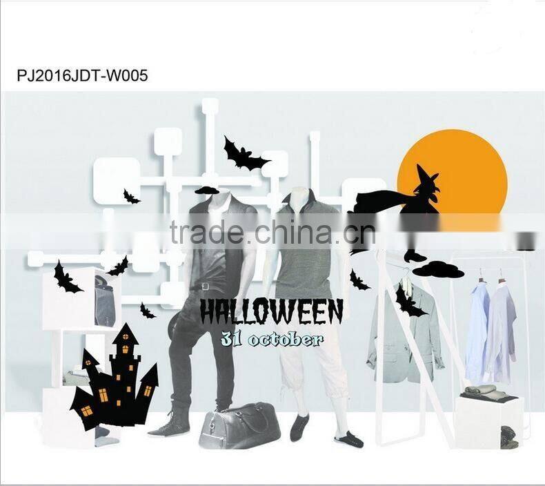 2016 Halloween Decorative Windows Showcase Jelly Gel Sticker Glass Window Decoration Sticker