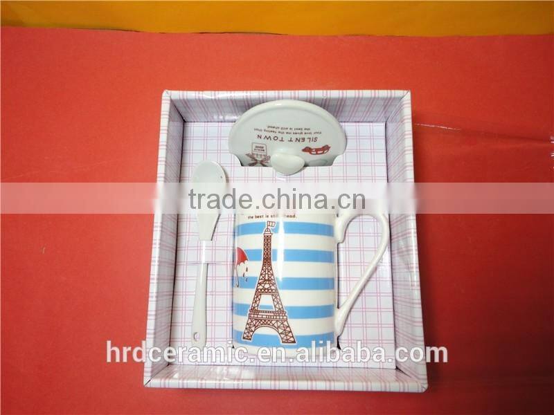 Restaurant Crockery hotel white porcelain Ceramic mug set with lids