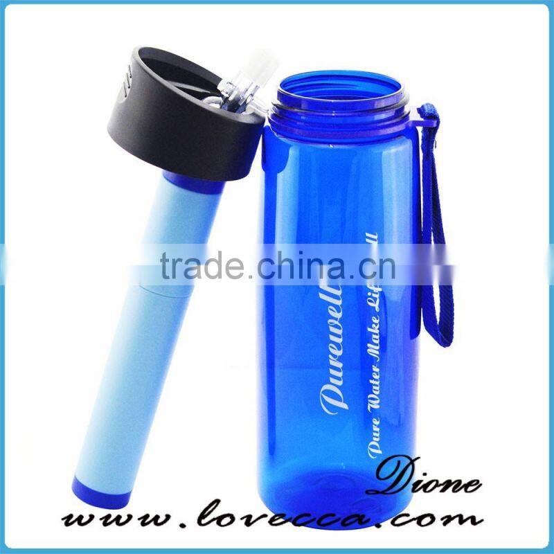 1500ML filter capacity personalized outdoor survival water filter straw bottle