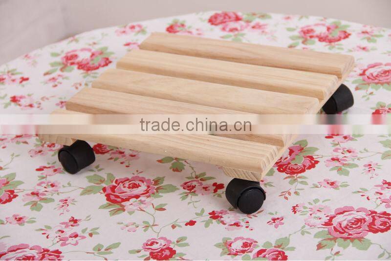 Solid wood with wheels flower-stand