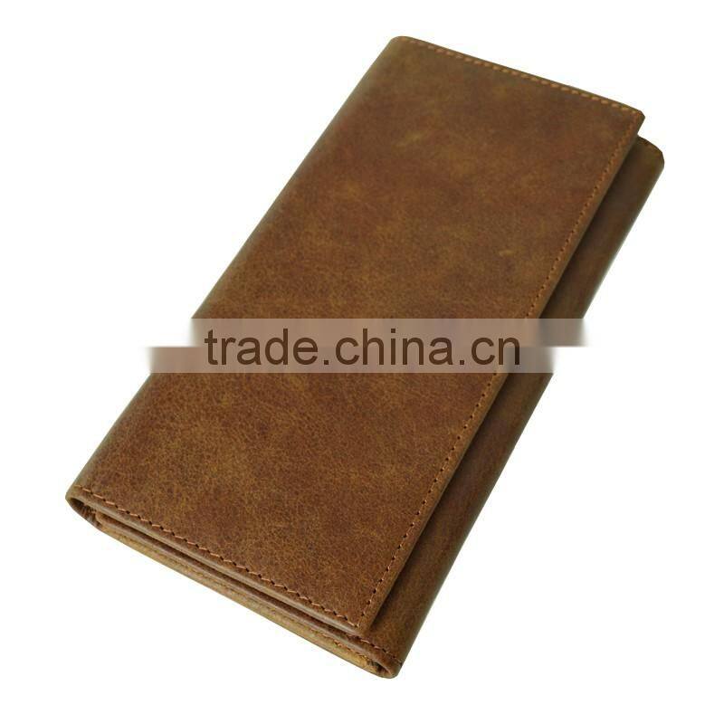 Promotion gifts crazy horse leather long credit card wallet men with coin pocket