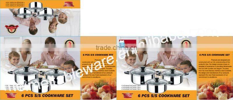 6Pcs black handle & stainless steel cookware set