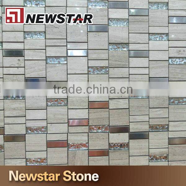 Grey wooden marble mosaic wall