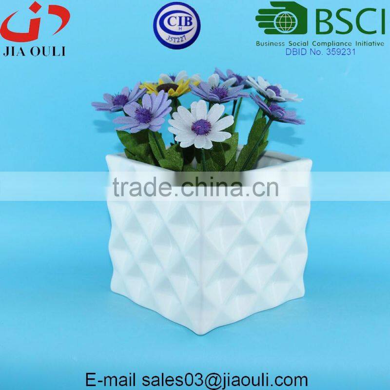 Wave patterned glazed grey Table Ceramic Succulent pots