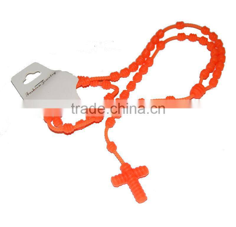 Pretty cross pendant multi-color silicone necklace