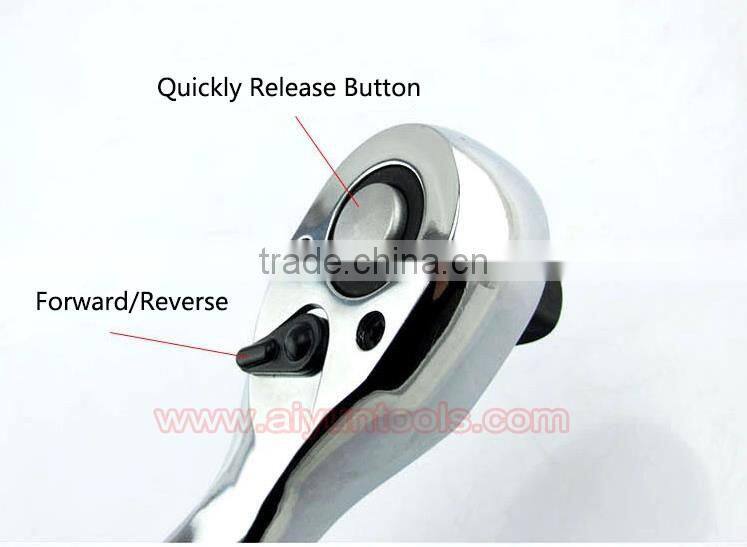 1/2" 3/8" 1/4" Ratchet Wrench (Socket Set) Quick Release wrench 72t Cr-v