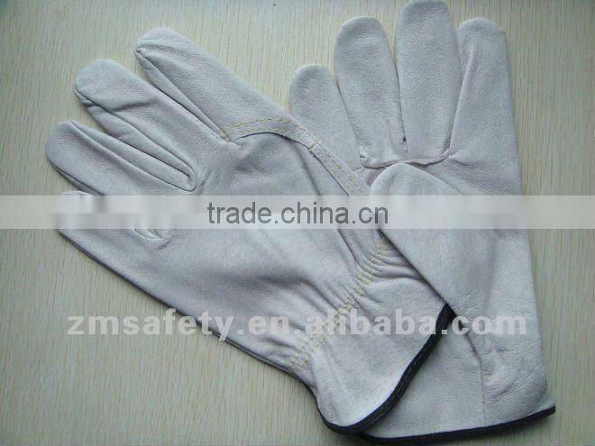 White Goat Grain Leather Driver Glove with CE approval ZM111-G
