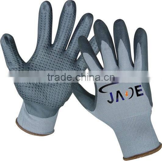 nitrile dot palm nitrile foam coated work gloves, nitrile coated gloves, nylon gloves