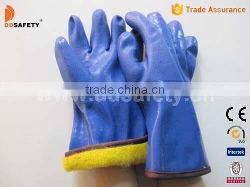 DDSAFETY 2017 Hot Sale Blue PVC Gloves Sandpaper Finished