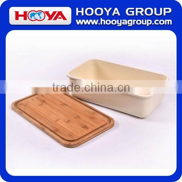 38x21x12 CM Bamboo Fiber Bread Box Bin with Cutting Board Lid Set