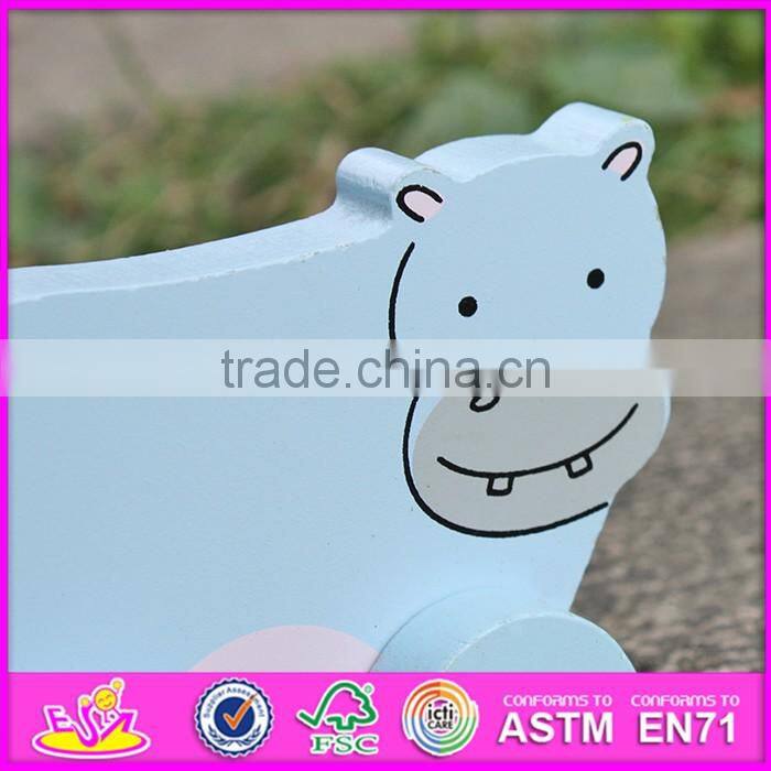 2017 New products kids animal toy wooden toy wheels W04A317