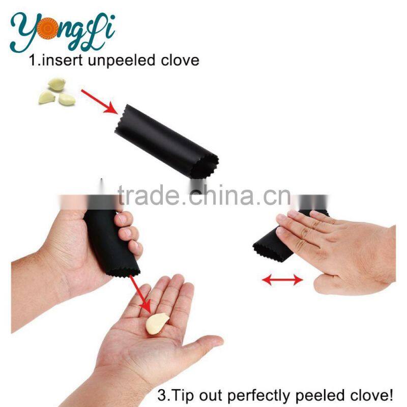 Silicone Tube Roller Stainless Steel Garlic Press and Peeler Set