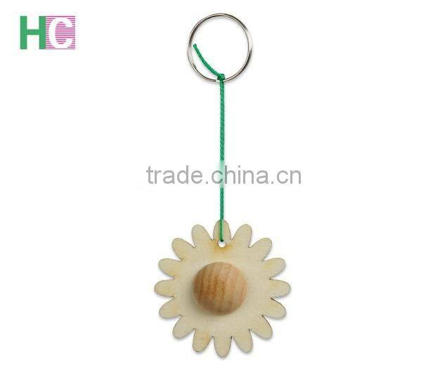 cheap flower sharped wooden key chains