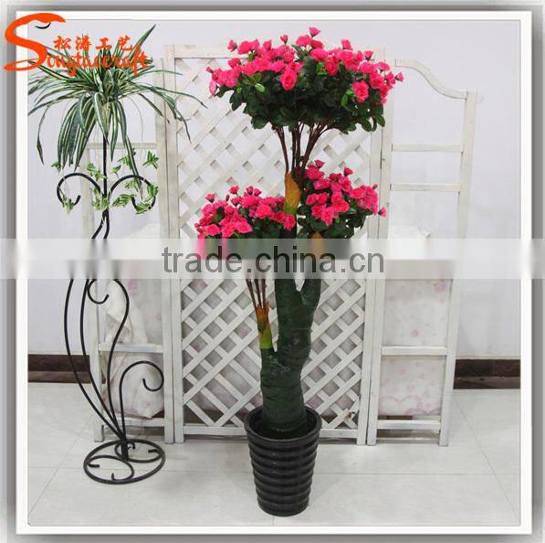 Wholesale plastic bonsai with china imported fabric artificial silk rose flowers tree
