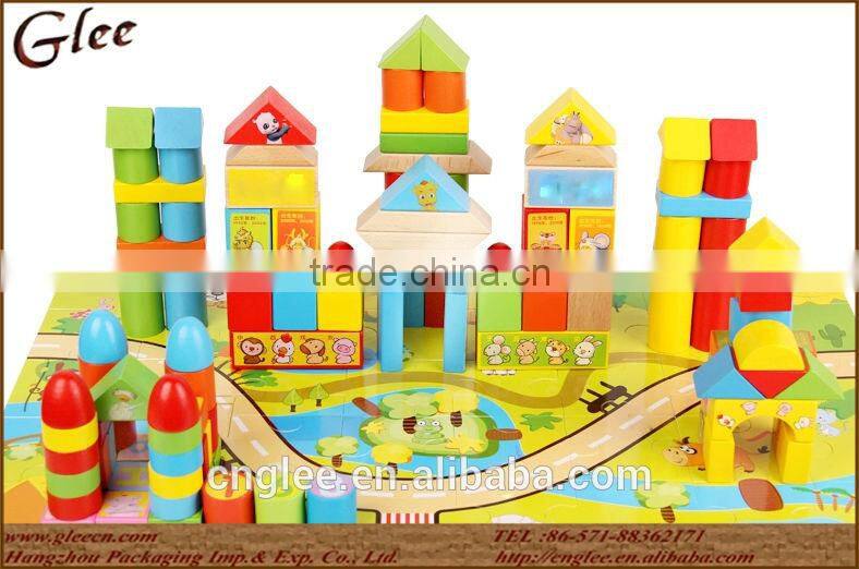 Child educational wooden building block toys