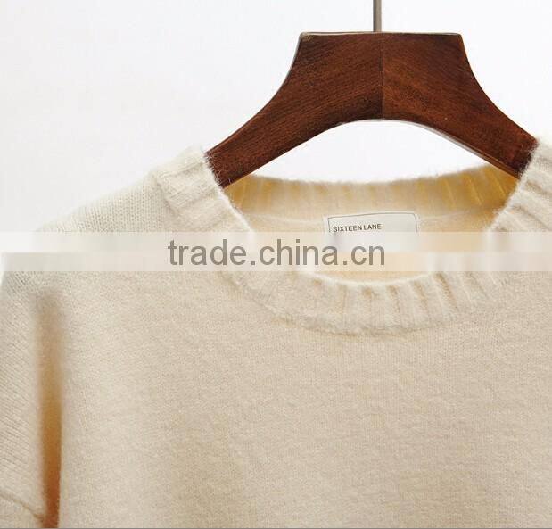 2016 new korean style spring winter autumn round neck long sleeve plain women sweater