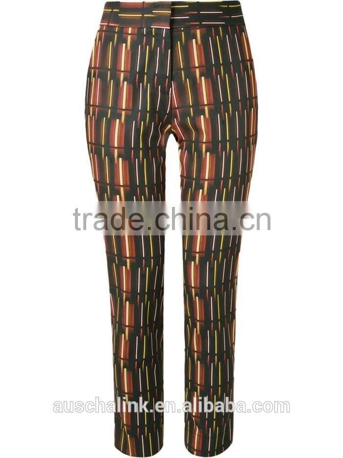 nice design mid-rise printed straight fashion trousers for women