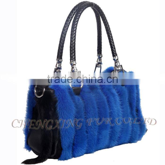 CX-H-57B New Fashion Women Hand Bags Printed Mink Fur Satchel