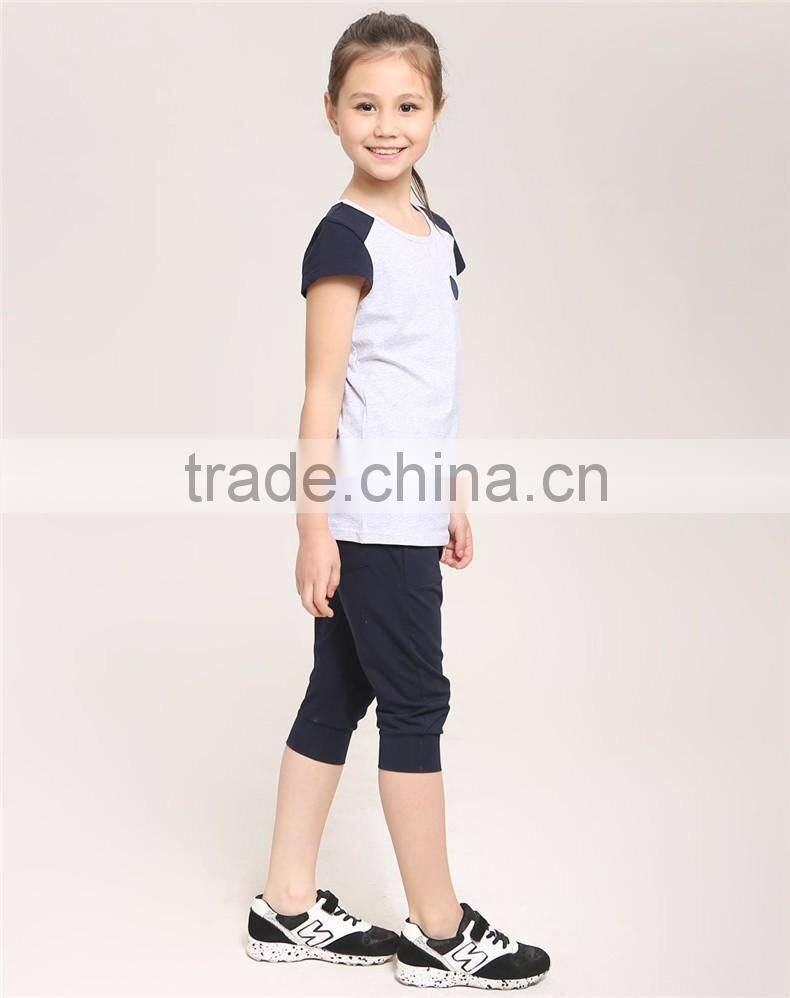 2016 fashion dress leisure short sleeves t shirt children's suit of clithes for little girls