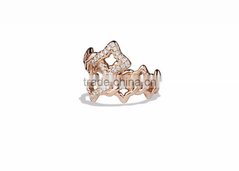 CZ Studded Adjustable Rose Gold Plated Ring