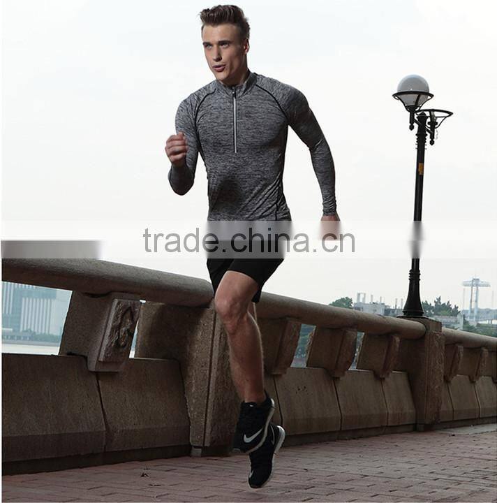 Hot Sale Half Zip Men Dry Fit Long Sleeve Polyester Spandex Shirt