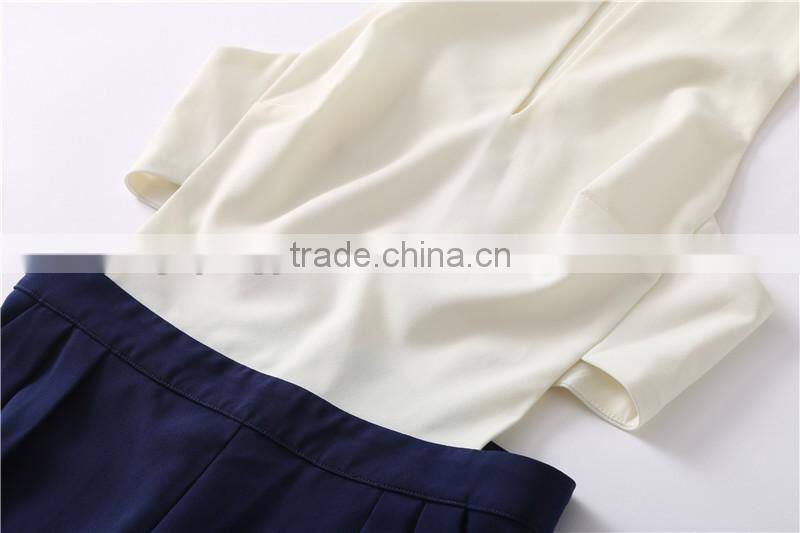 working women sleeveless white blue size cut jumpsuit with back zipper