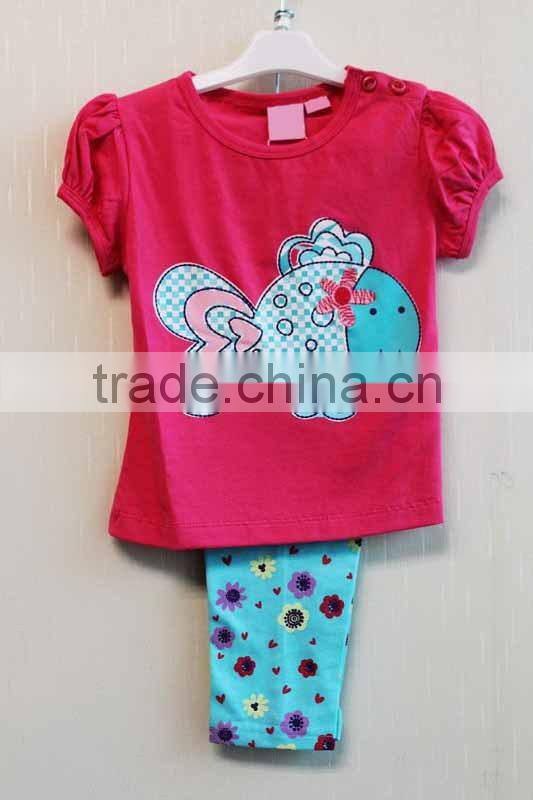 2016 Fashion Baby Girls Summer 2 Pcs Set Fish Printed 100% Cotton Cap Sleeve Clothing Set TP-7720