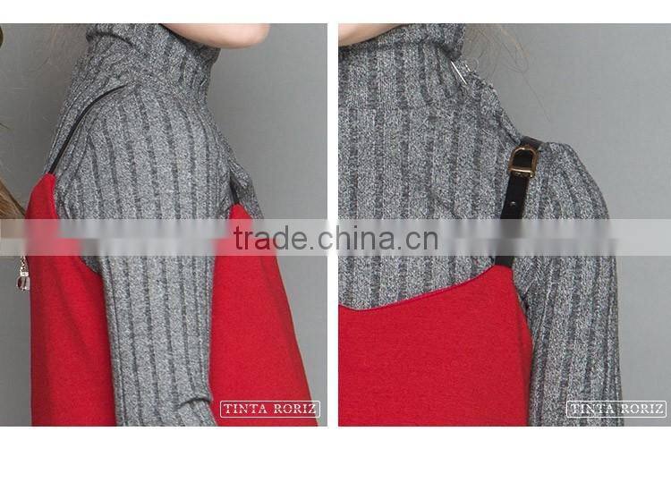 2017 Spring Girls Knnitted T Shirt Kids High Neck Base Shirt Girls Pullover Top