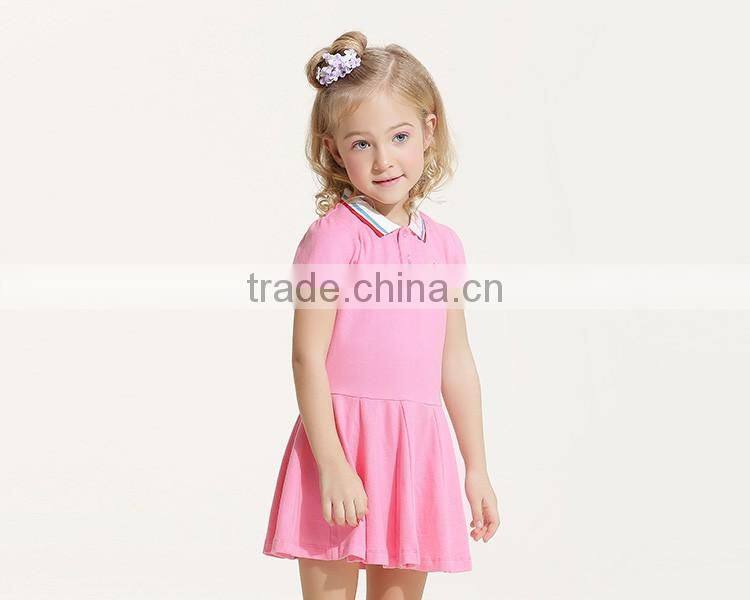 2016 primary beautiful school uniform design patterns polo dress for baby girl